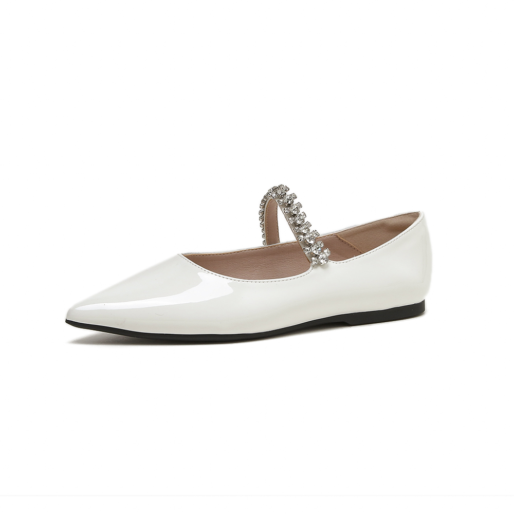 2022 Summer Fairy Style Rhinestone Flat Shoes for Women, Pointed Toe Slip On Low Heel - Image 5