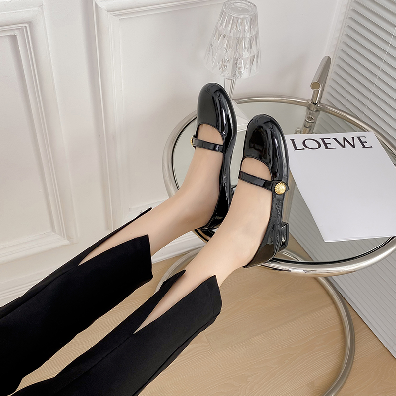 2022 New Spring French Style Mary Jane Shoes for Women Round Toe Thick Heel Slip On - Image 3