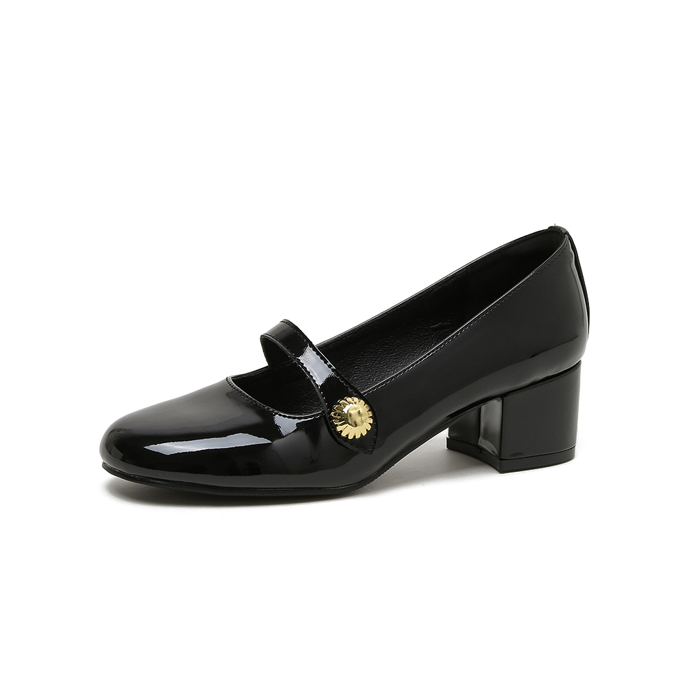 2022 New Spring French Style Mary Jane Shoes for Women Round Toe Thick Heel Slip On - Image 5