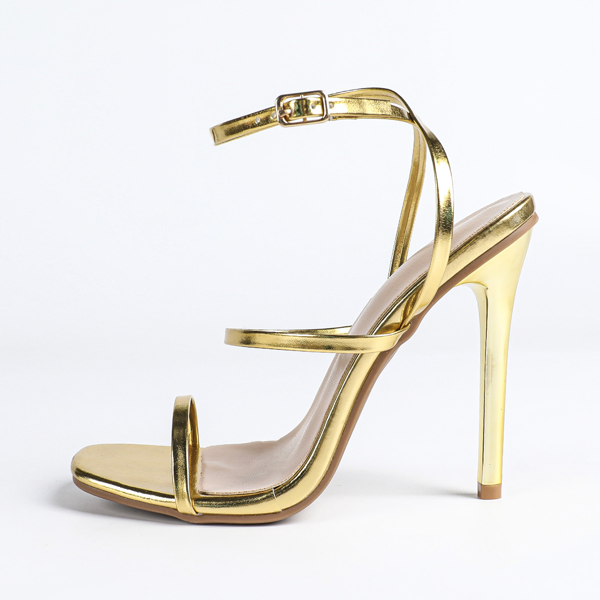 2026 Spring Summer Women's French Style Gold Ankle Strap Open Toe High Heel Sandals - Image 5