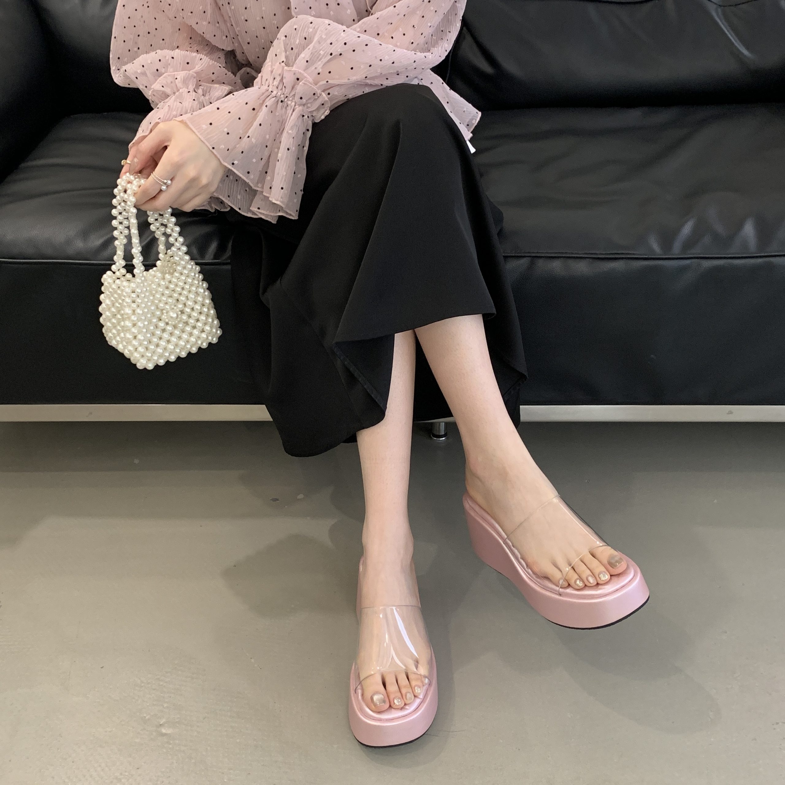 GUGUWU Women's Platform Wedge Slippers 2026 Summer Fashion Transparent Strap Sandals - Image 3