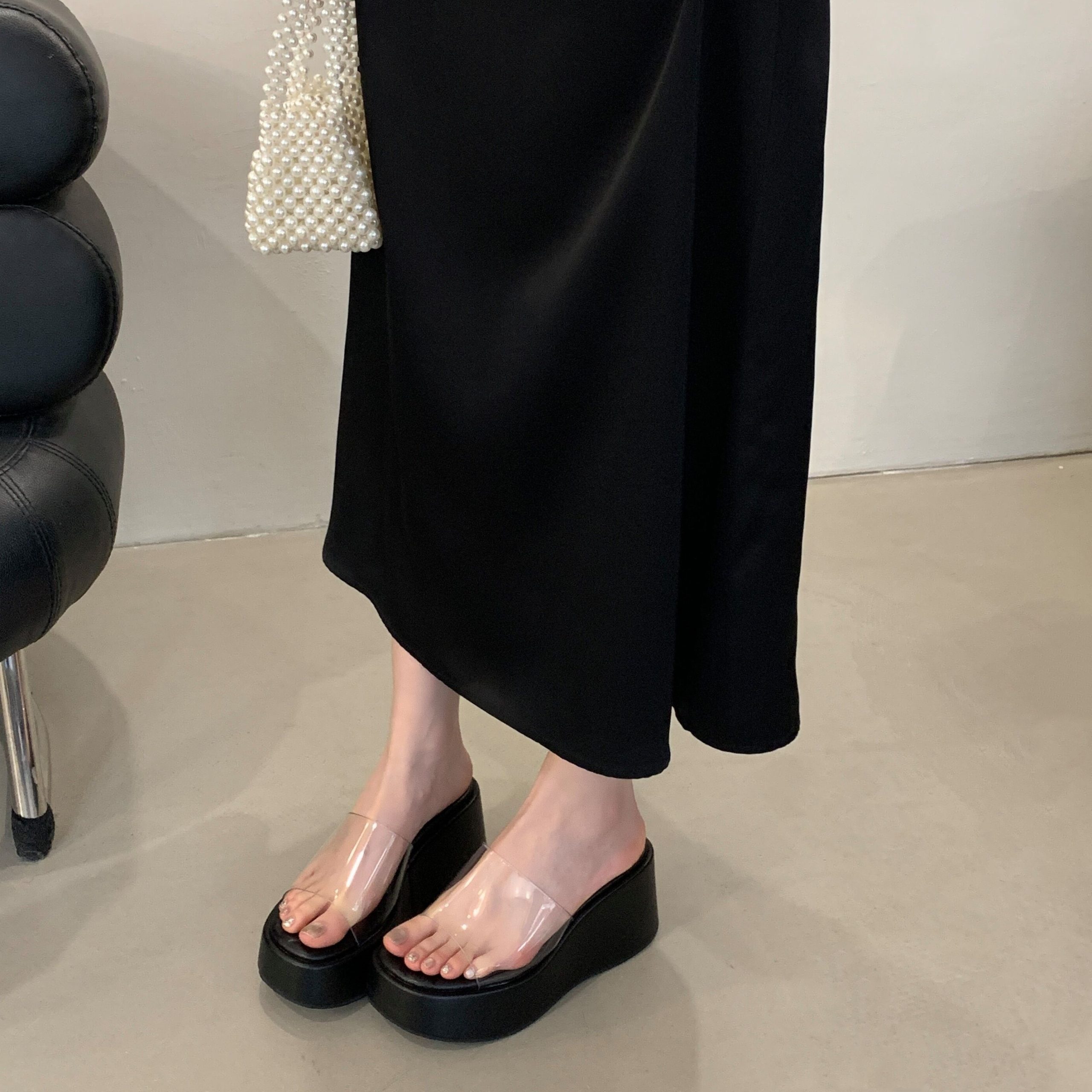 GUGUWU Women's Platform Wedge Slippers 2026 Summer Fashion Transparent Strap Sandals - Image 4