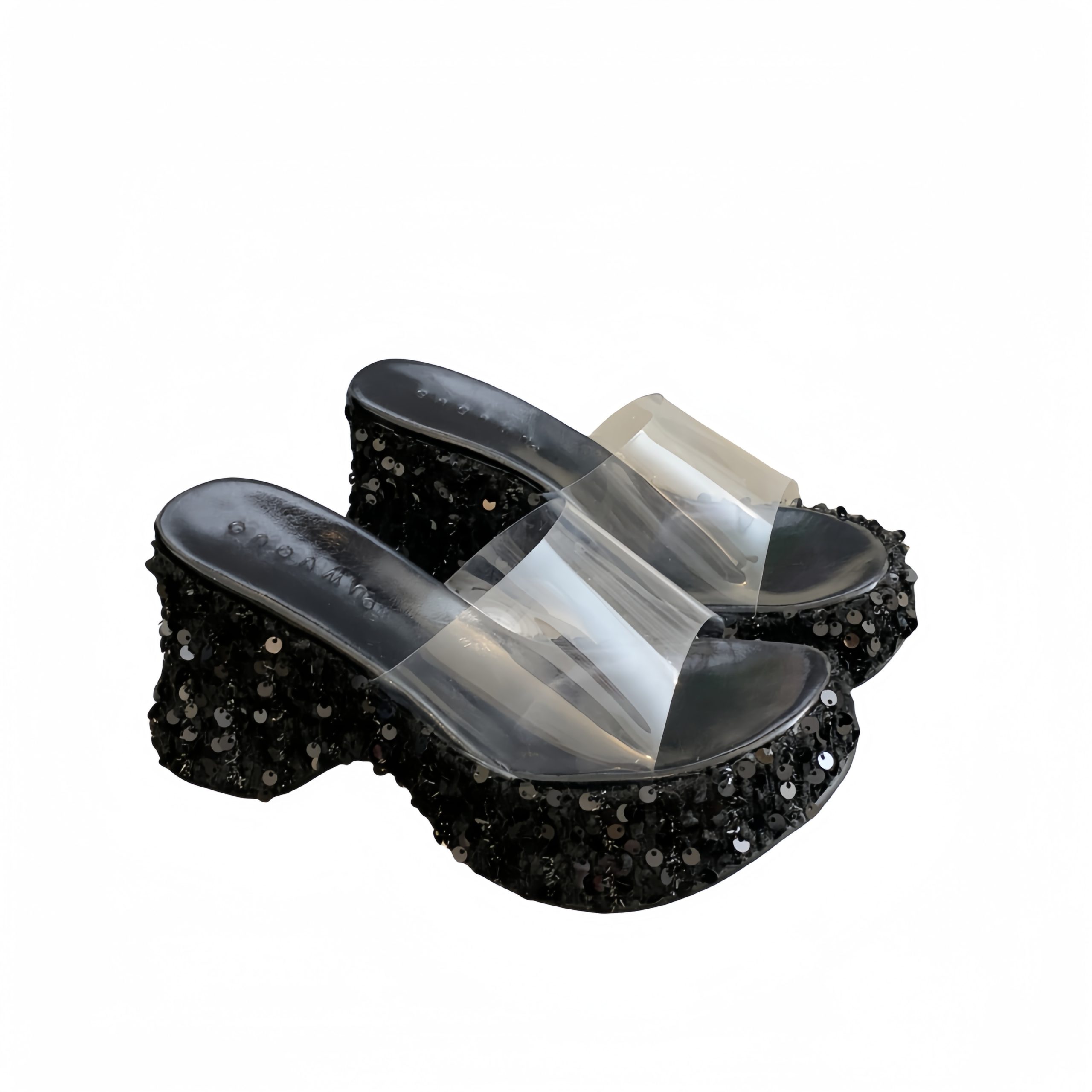 2026 Summer New Fashion Women's High Heel Platform Sandals with Glitter and Transparent Crystal Glass Slippers - Image 5
