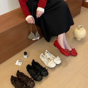 French Retro Flat Ballet Shoes for Women 2026 New Autumn Butterfly Bow Mary Jane Soft Sole
